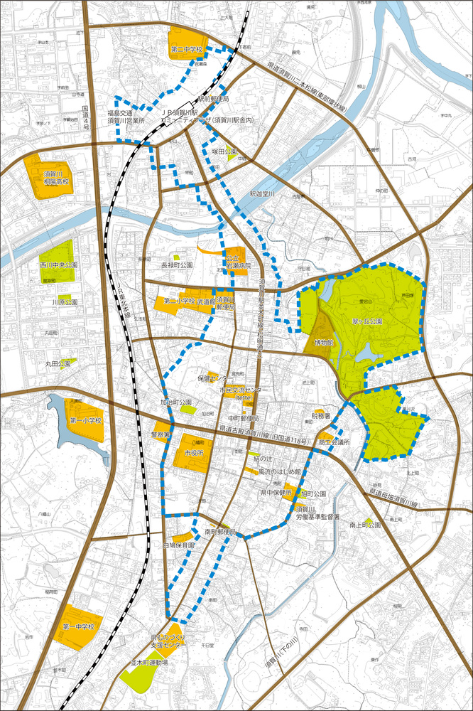 青色の線で囲われた対象エリア図