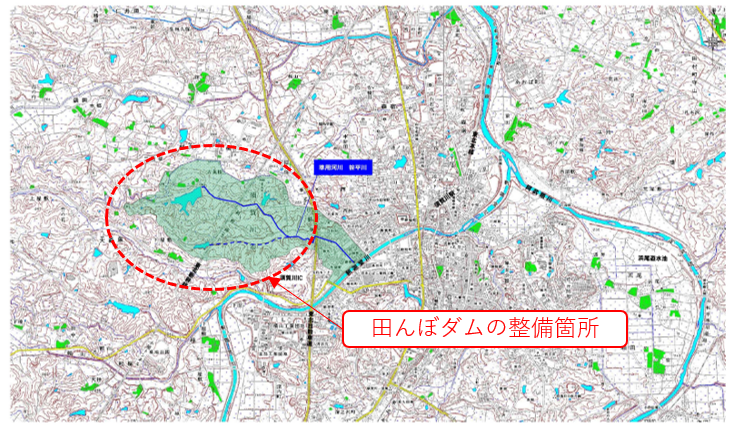 田んぼダム設置個所の地図