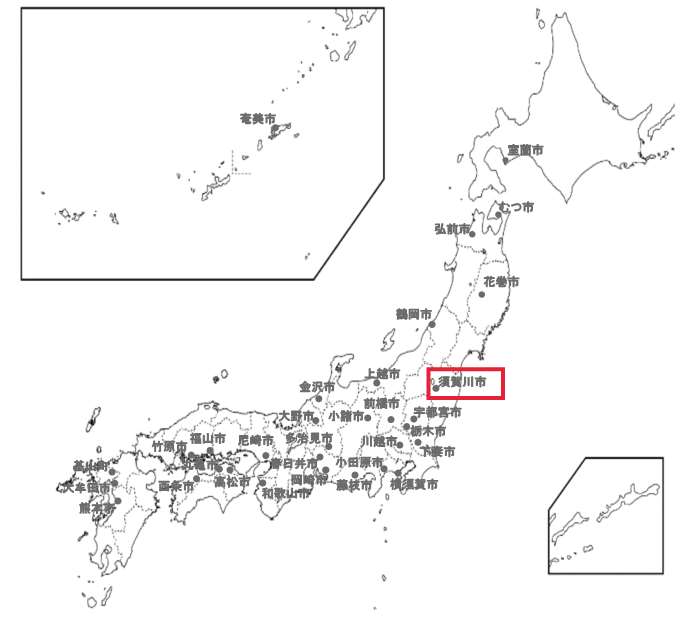 地図：選定都市の位置図