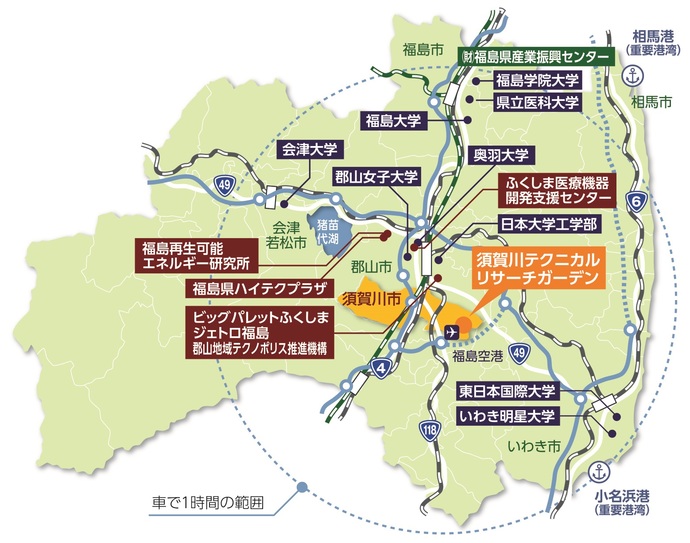 地図：県内の産業支援施設