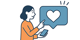 イラスト：SNSでいいねする女性
