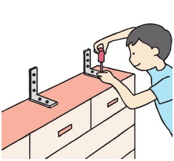 家具を固定する人のイラスト