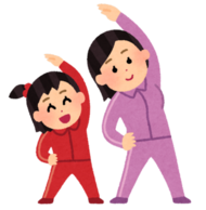 運動する親子