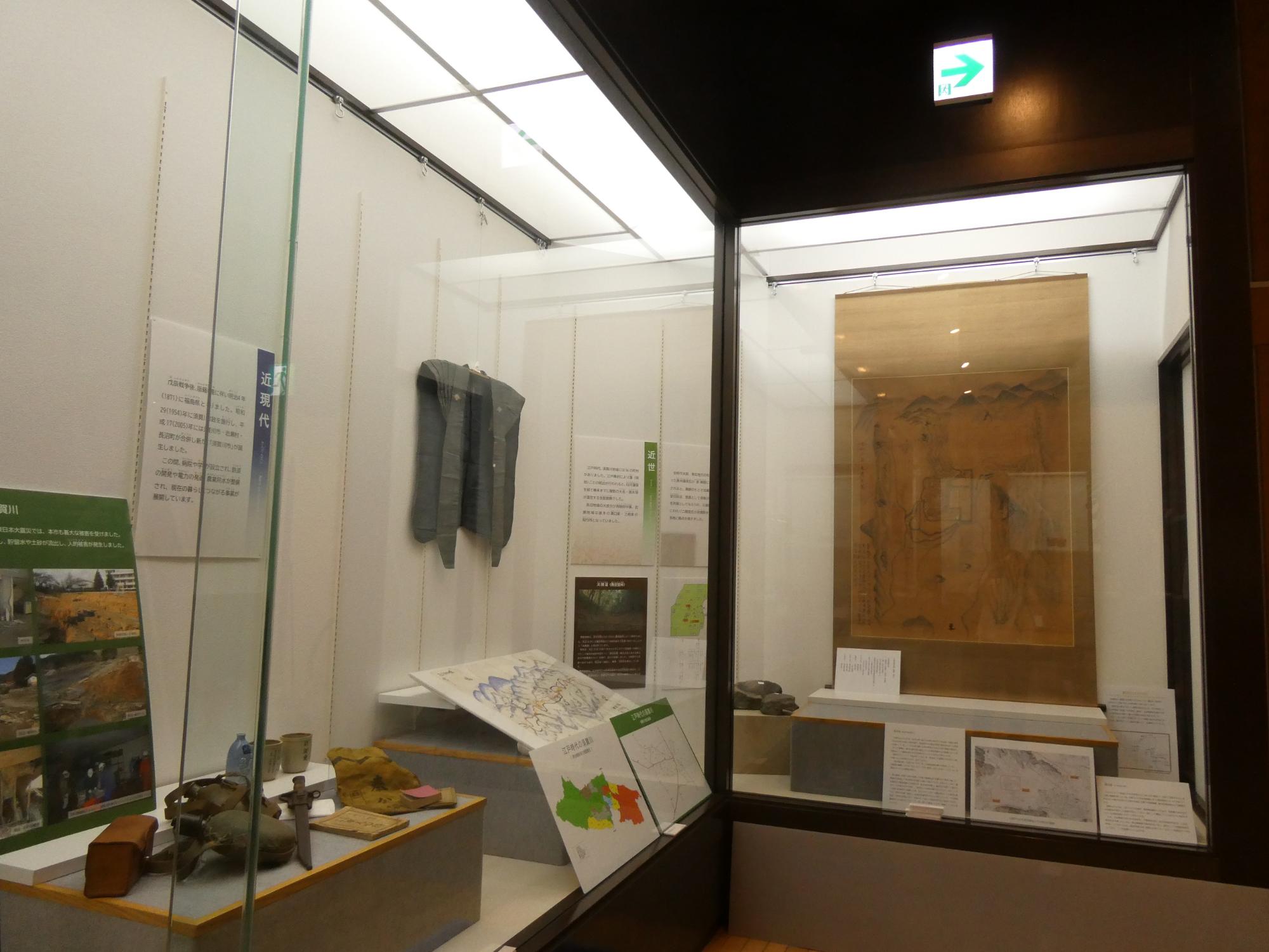 長沼と岩瀬地域の歴史や民俗芸能について紹介した展示