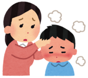 熱を出して寝ている子どものイラスト