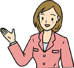 右手を斜め上に差し出している女性のイラスト