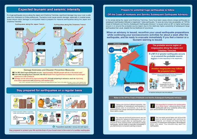 リーフレット：日本海溝・千島海溝地震への備え見本チラシ